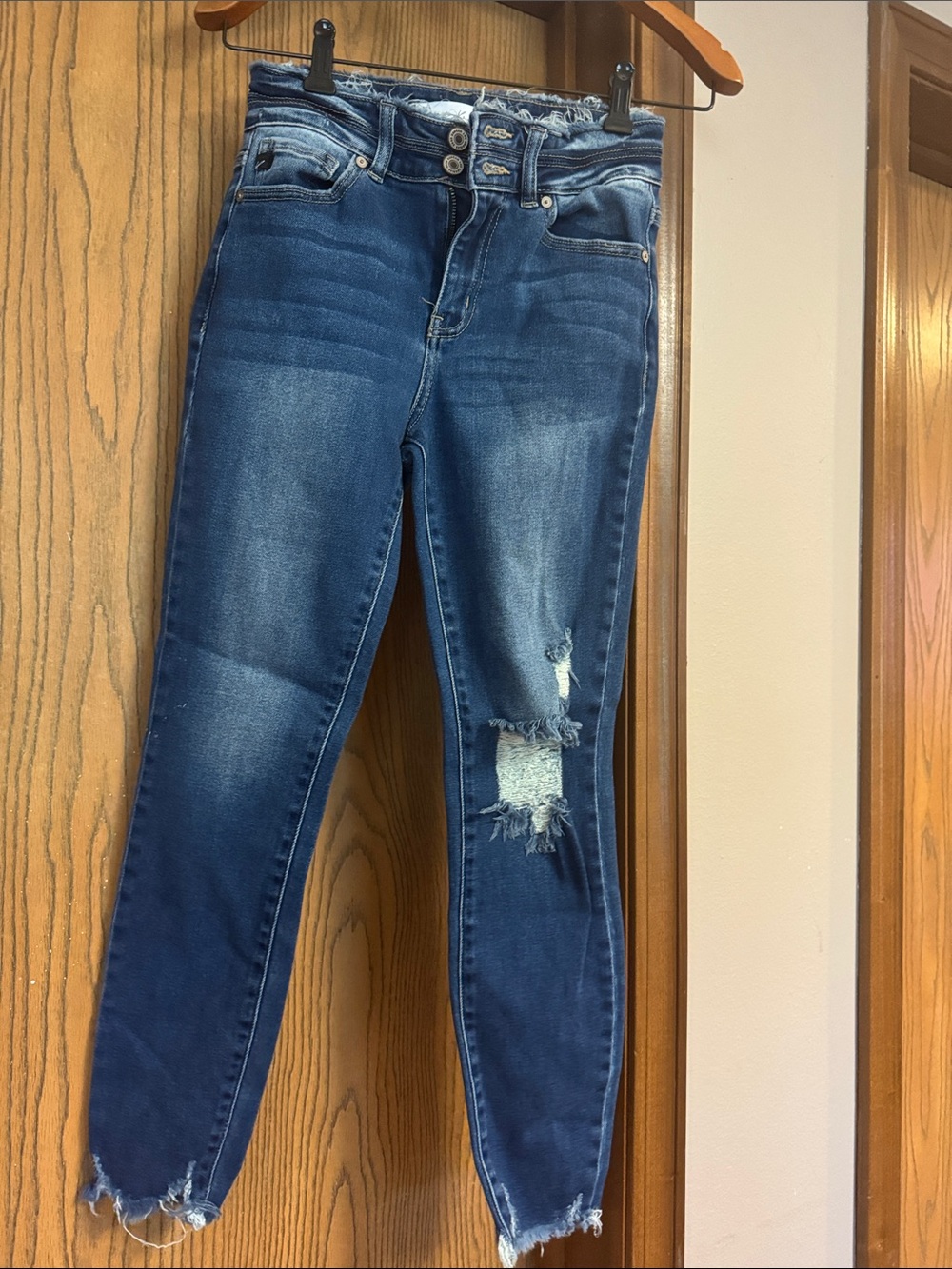 KanCan Dark Blue Distressed High-Rise Skinny Jeans